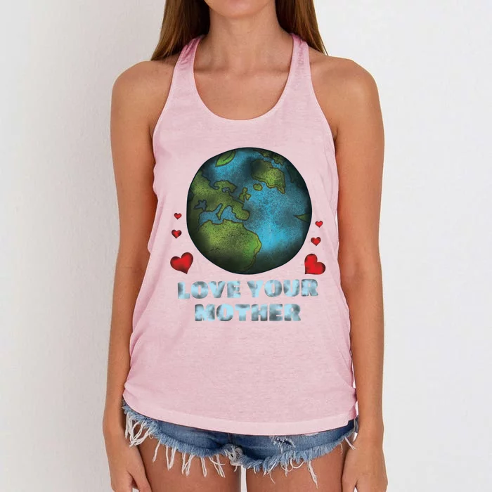 Retro Love Your Mother Save Planet Hour Day Earth Gift Women's Knotted Racerback Tank