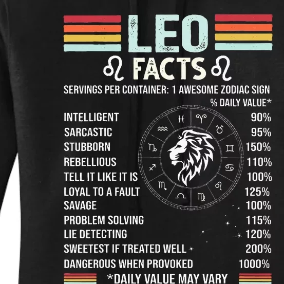 Retro Leo Zodiac Sign Astrology July August Birthday Leo Women's Pullover Hoodie