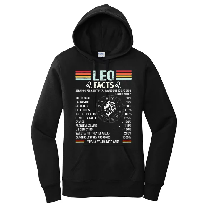 Retro Leo Zodiac Sign Astrology July August Birthday Leo Women's Pullover Hoodie