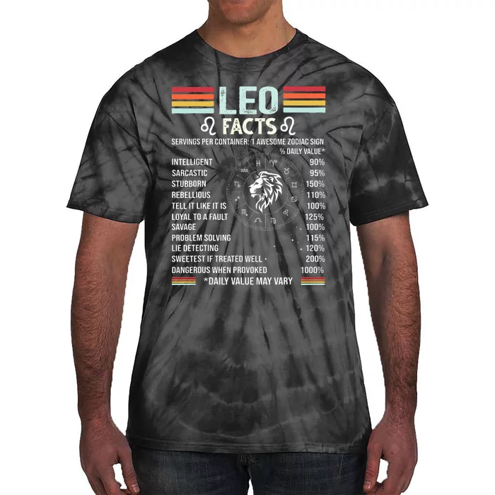 Retro Leo Zodiac Sign Astrology July August Birthday Leo Tie-Dye T-Shirt