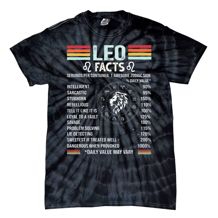 Retro Leo Zodiac Sign Astrology July August Birthday Leo Tie-Dye T-Shirt