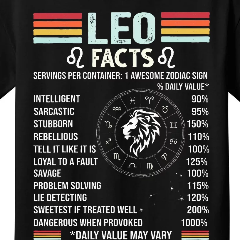 Retro Leo Zodiac Sign Astrology July August Birthday Leo Kids T-Shirt