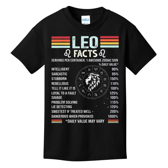 Retro Leo Zodiac Sign Astrology July August Birthday Leo Kids T-Shirt