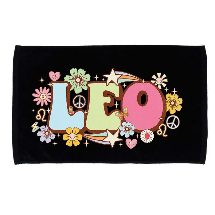 Retro Leo Zodiac Sign astrology July August Birthday Leo Microfiber Hand Towel