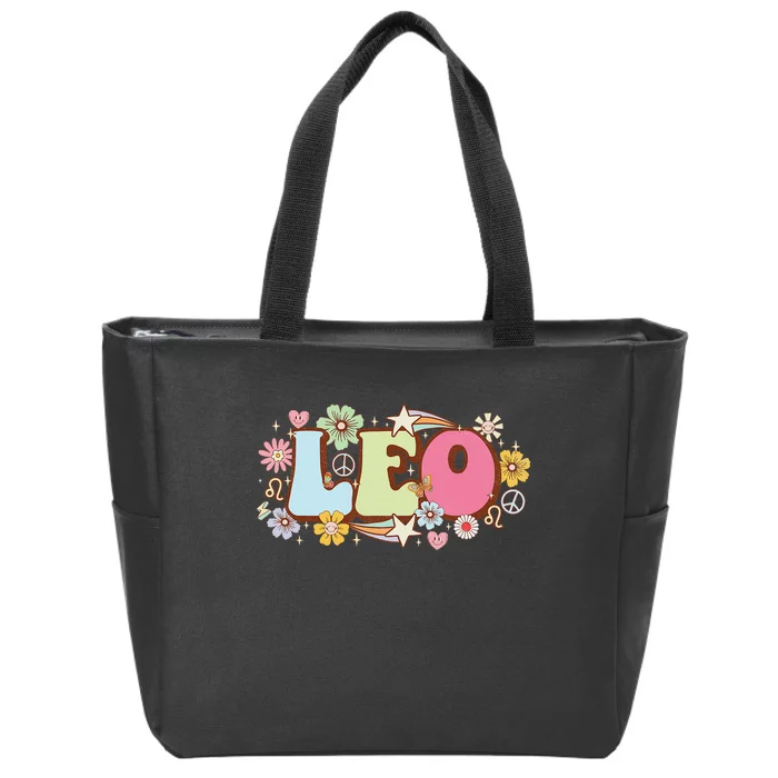 Retro Leo Zodiac Sign astrology July August Birthday Leo Zip Tote Bag