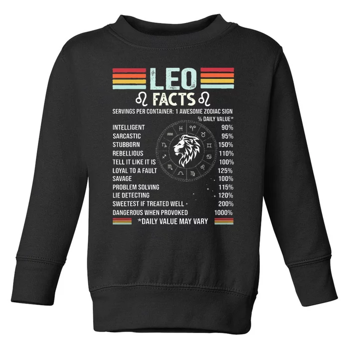 Retro Leo Zodiac Sign Astrology July August Birthday Leo Toddler Sweatshirt