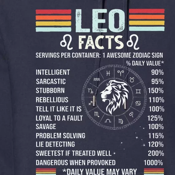 Retro Leo Zodiac Sign Astrology July August Birthday Leo Premium Hoodie