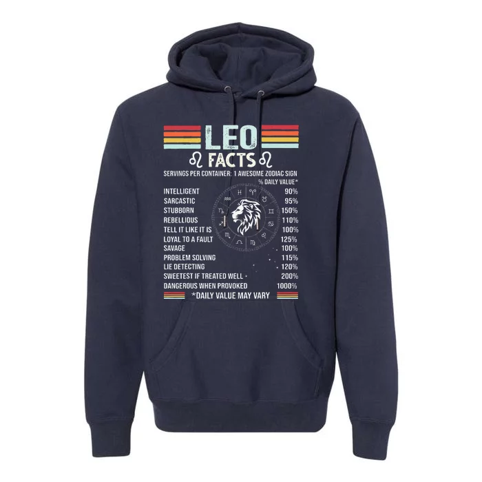 Retro Leo Zodiac Sign Astrology July August Birthday Leo Premium Hoodie