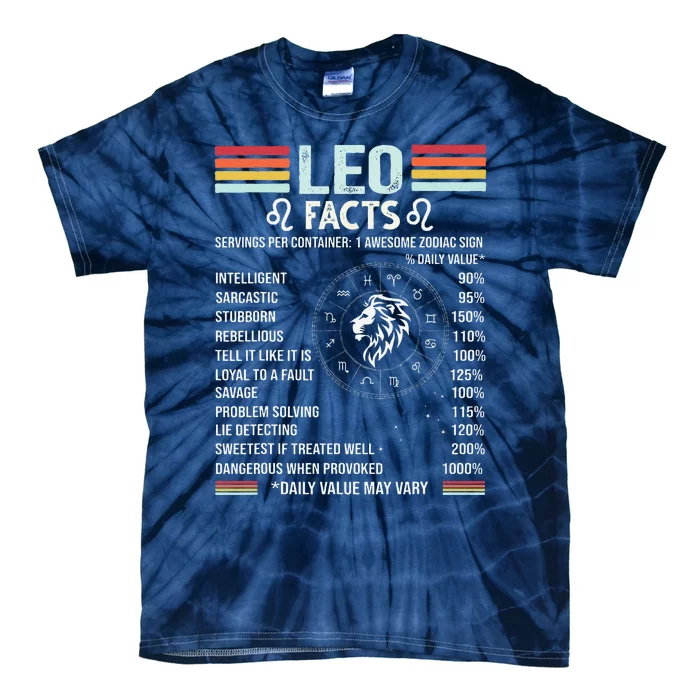 Retro Leo Zodiac Sign Astrology July August Birthday Leo Tie-Dye T-Shirt