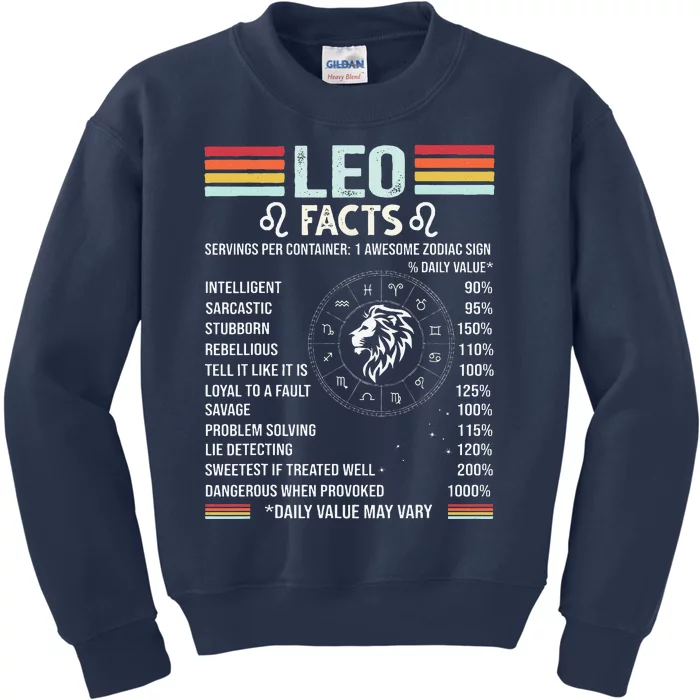 Retro Leo Zodiac Sign Astrology July August Birthday Leo Kids Sweatshirt