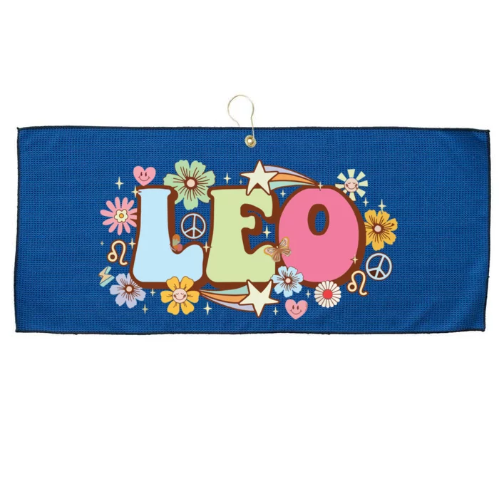 Retro Leo Zodiac Sign Astrology July August Birthday Leo Large Microfiber Waffle Golf Towel