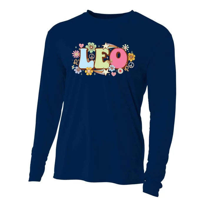 Retro Leo Zodiac Sign Astrology July August Birthday Leo Cooling Performance Long Sleeve Crew