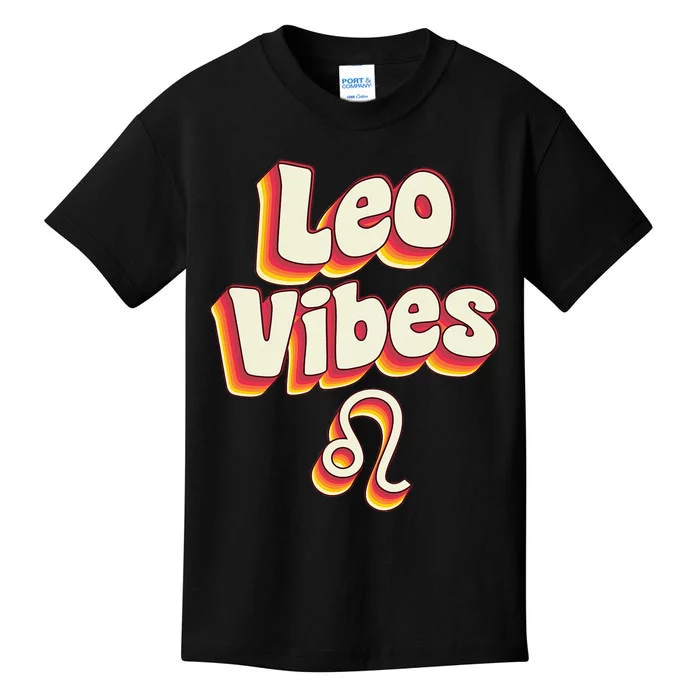 Retro Leo Zodiac Sign Astrology July August Birthday Leo Kids T-Shirt