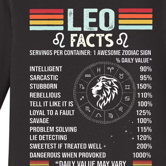 Retro Leo Zodiac Sign Astrology July August Birthday Leo Baby Long Sleeve Bodysuit