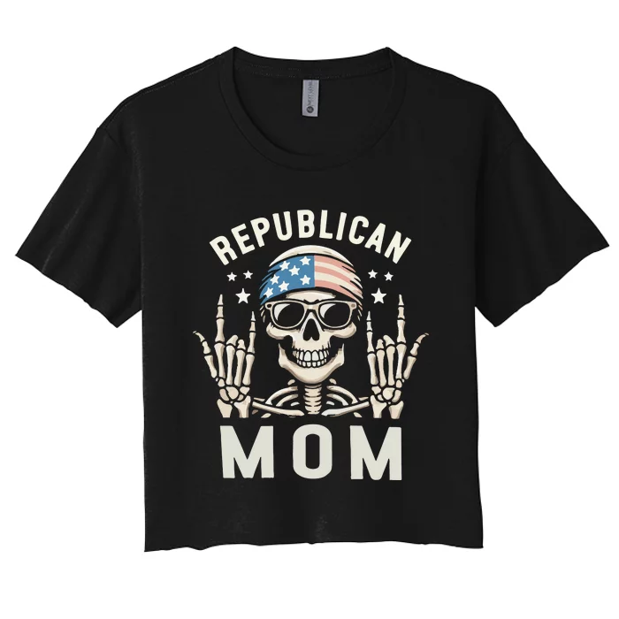 Republican Mom 2024 Election Skeleton Women's Crop Top Tee