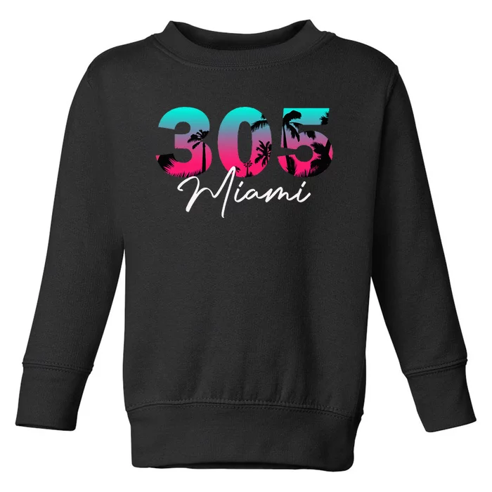 Retro Miami 305 Flamingo Colors Toddler Sweatshirt