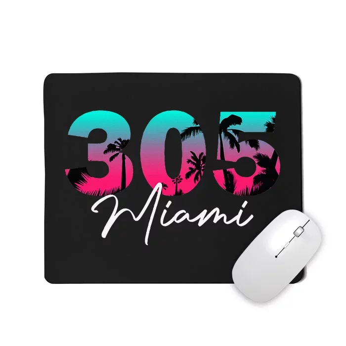 Retro Miami 305 Flamingo Colors Mousepad