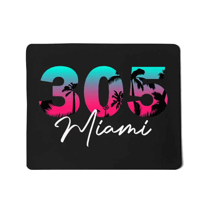 Retro Miami 305 Flamingo Colors Mousepad