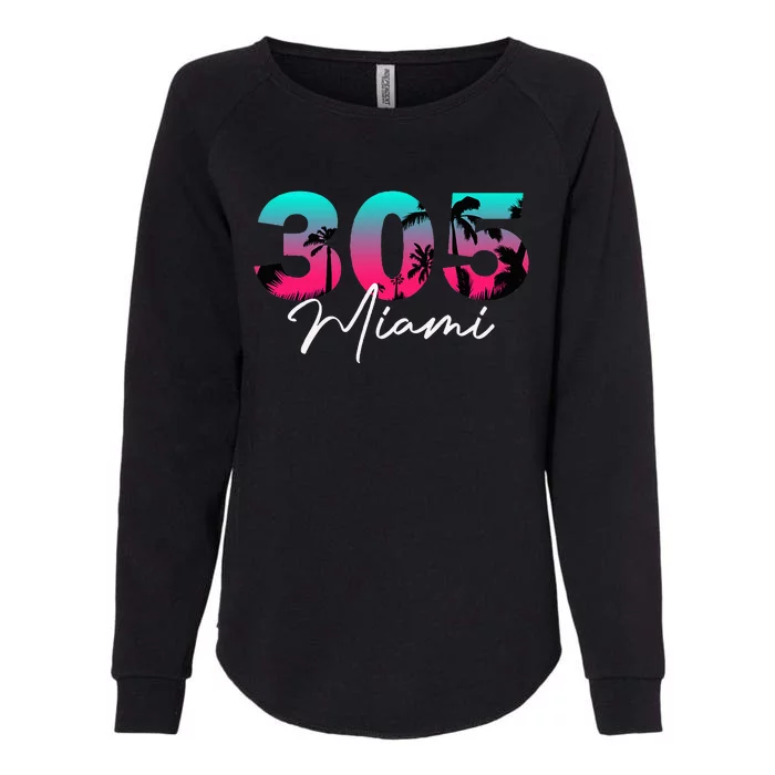 Retro Miami 305 Flamingo Colors Womens California Wash Sweatshirt