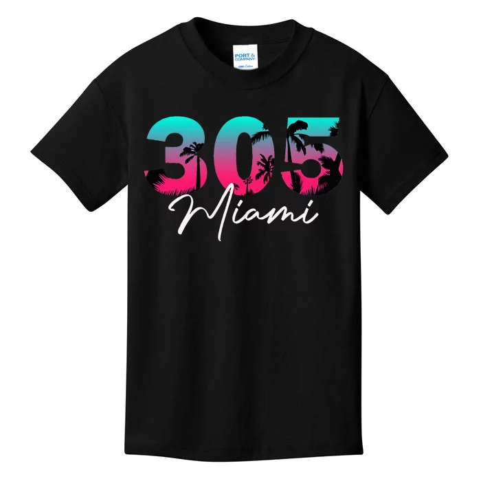 Retro Miami 305 Flamingo Colors Kids T-Shirt