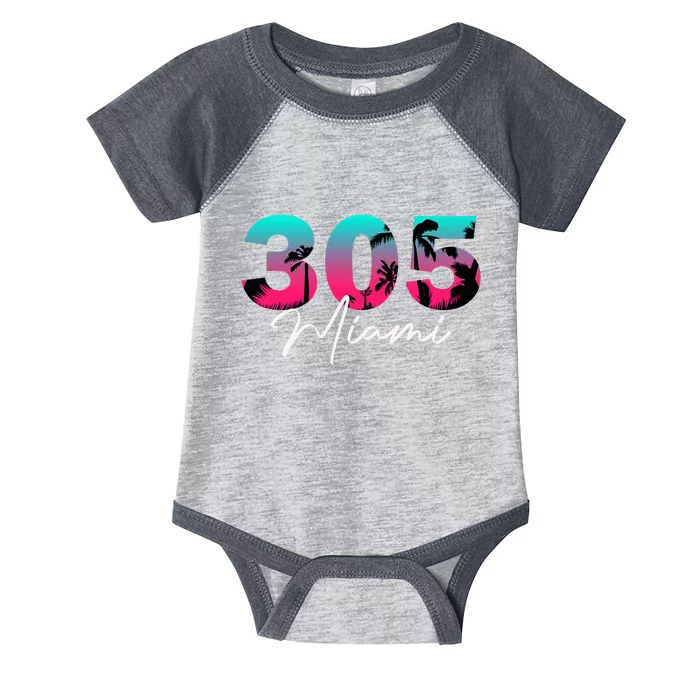 Retro Miami 305 Flamingo Colors Infant Baby Jersey Bodysuit