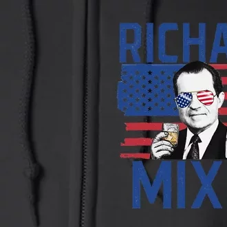 Richard Mixin' 4th Of July Funny Drinking President Nixon Full Zip Hoodie