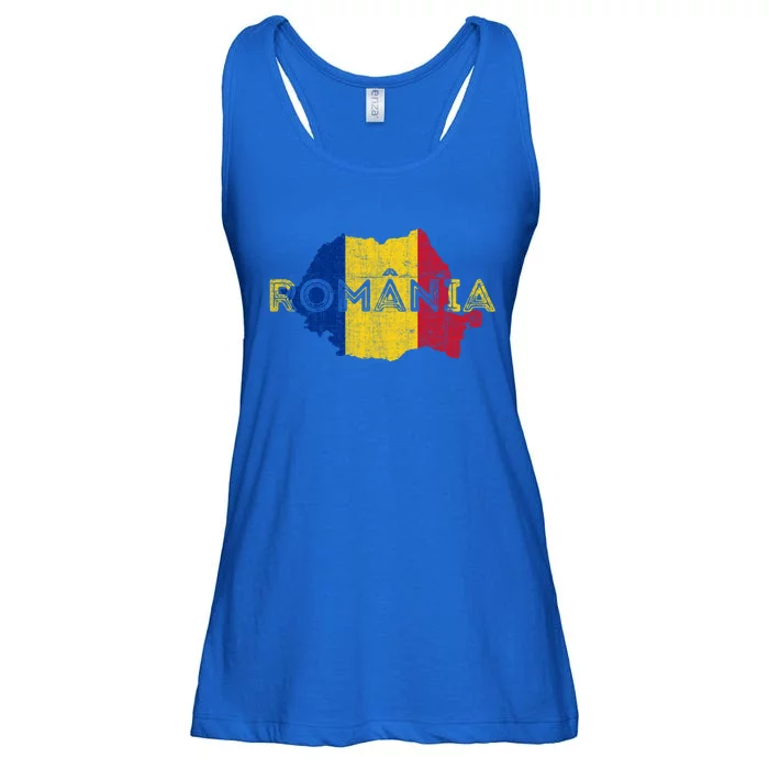 Roian Map And Flag Souvenir Gift Distressed Roia Gift Ladies Essential Flowy Tank