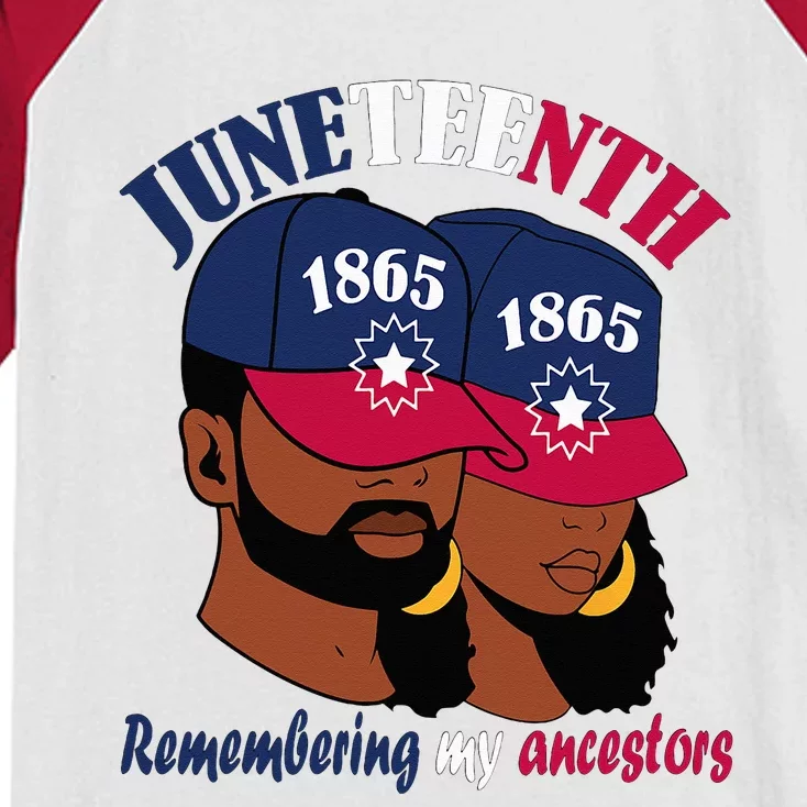 Remembering My Ancestors Juneteenth flag blue red white Kids Colorblock Raglan Jersey