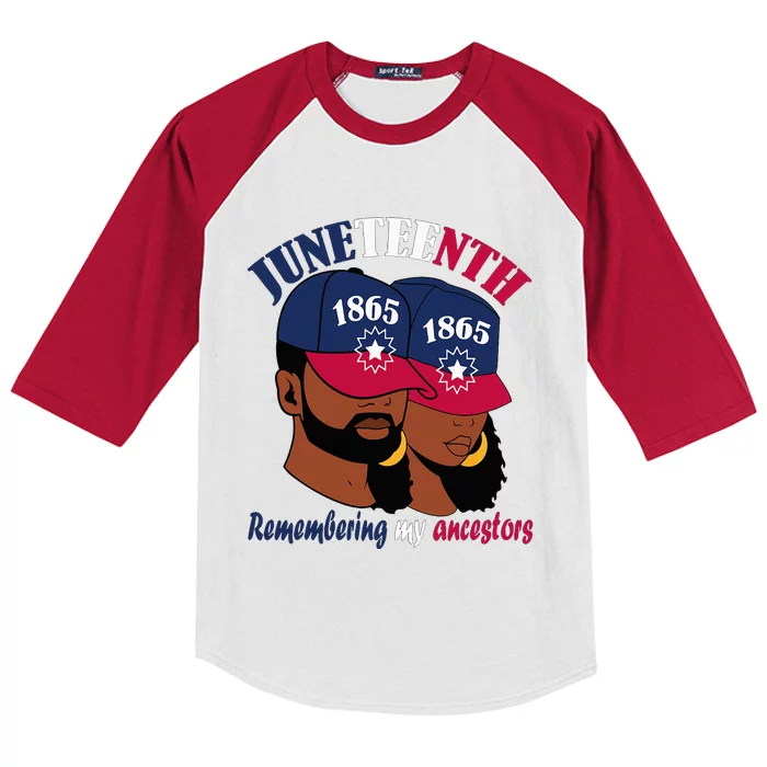 Remembering My Ancestors Juneteenth flag blue red white Kids Colorblock Raglan Jersey