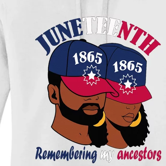 Remembering My Ancestors Juneteenth flag blue red white Women's Pullover Hoodie