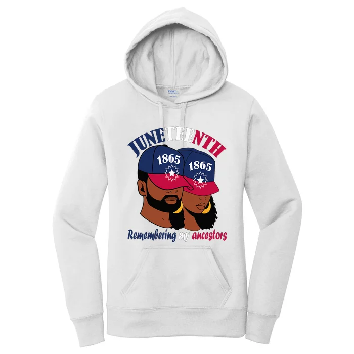 Remembering My Ancestors Juneteenth flag blue red white Women's Pullover Hoodie