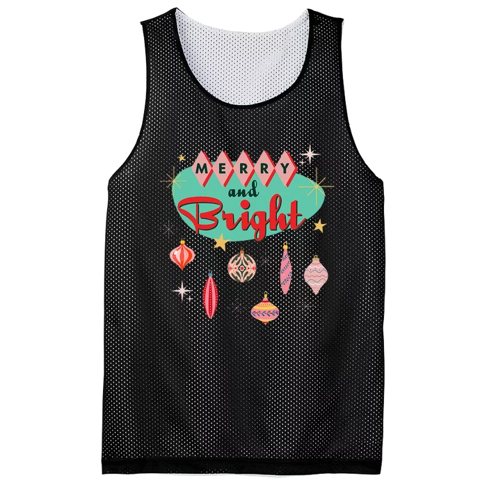 Retro Merry And Bright Mid Century Modern Christmas Ornament Mesh Reversible Basketball Jersey Tank