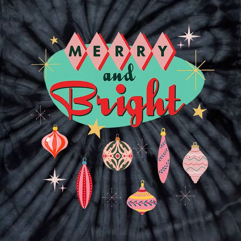 Retro Merry And Bright Mid Century Modern Christmas Ornament Tie-Dye T-Shirt