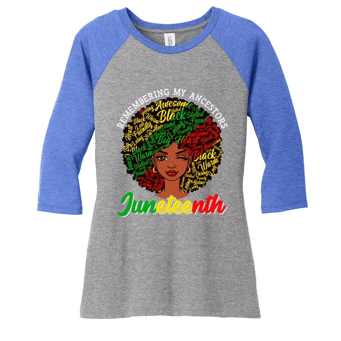 Remembering My Ancestors Juneteenth Black African Gift Women's Tri-Blend 3/4-Sleeve Raglan Shirt