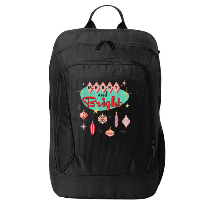 Retro Merry And Bright Midcentury Modern Christmas Ornament City Backpack