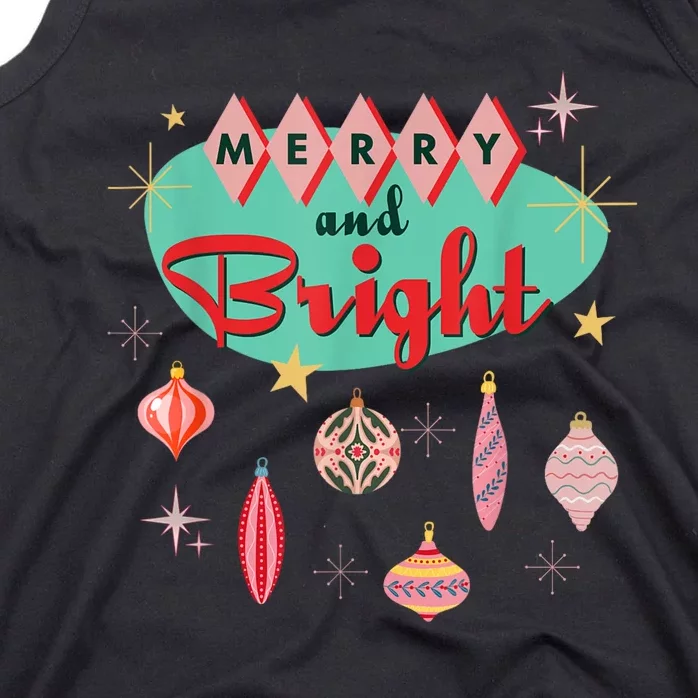 Retro Merry And Bright Midcentury Modern Christmas Ornament Tank Top