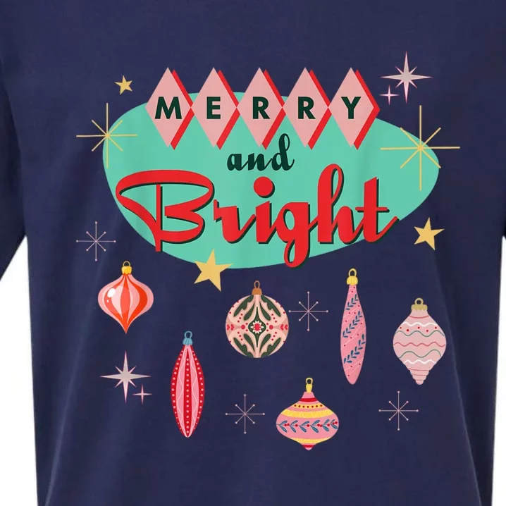 Retro Merry And Bright Midcentury Modern Christmas Ornament Sueded Cloud Jersey T-Shirt