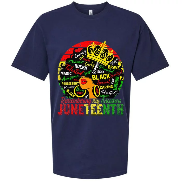 Remembering My Ancestors Juneteenth Celebrate Black Women Sueded Cloud Jersey T-Shirt