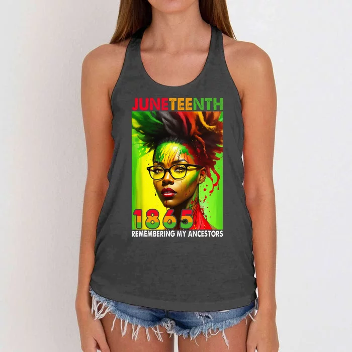 Remembering My Ancestors Juneteenth Black Wo Women's Knotted Racerback Tank