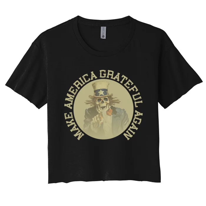 Retro Make America Grateful Again Vintage Uncle Sam Women's Crop Top Tee