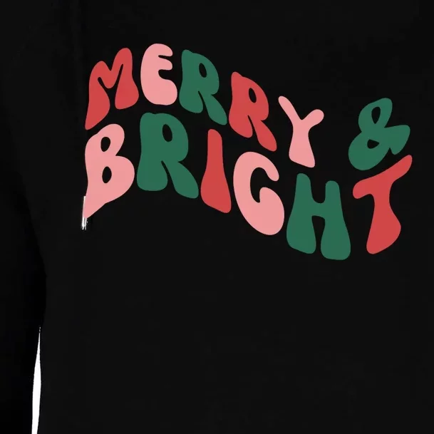 Retro Merry And Bright Long Sleeve Womens Funnel Neck Pullover Hood