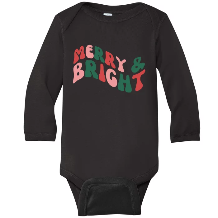 Retro Merry And Bright Long Sleeve Baby Long Sleeve Bodysuit