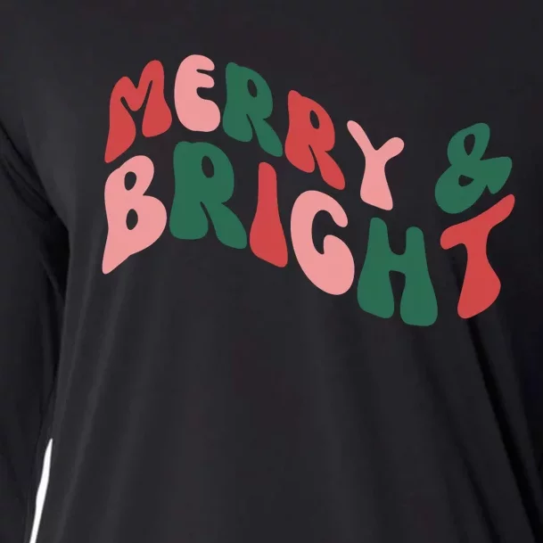 Retro Merry And Bright Long Sleeve Cooling Performance Long Sleeve Crew