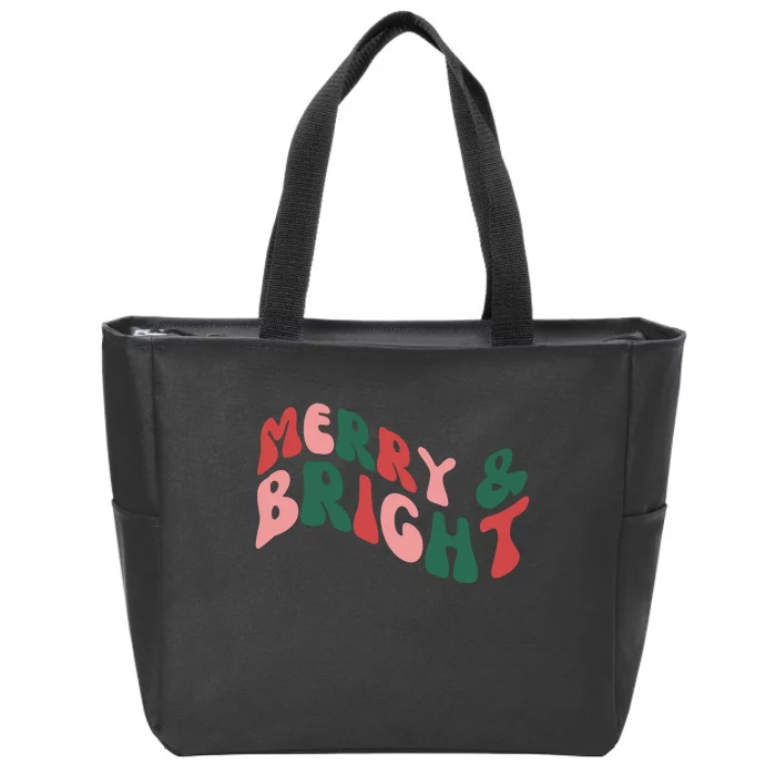 Retro Merry And Bright Long Sleeve Zip Tote Bag