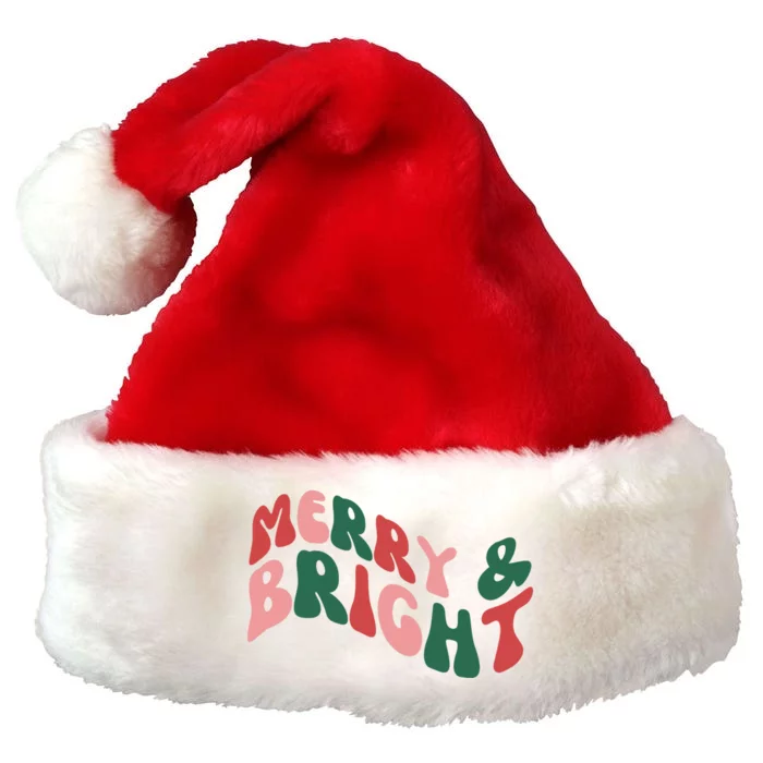 Retro Merry And Bright Long Sleeve Premium Christmas Santa Hat