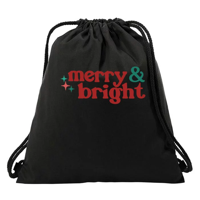 Retro Merry And Bright Vintage Style Christmas Holiday Drawstring Bag