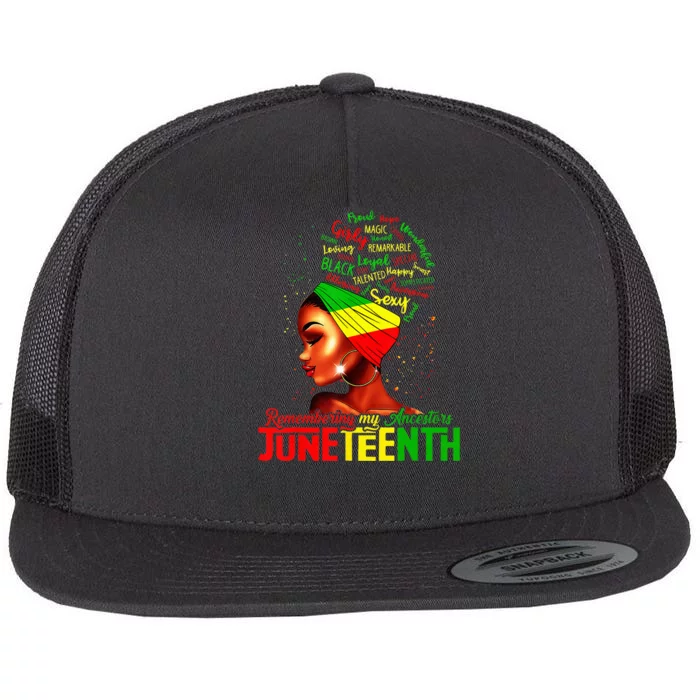 Remembering My Ancestors Juneteenth Celebrate Black Wo Flat Bill Trucker Hat