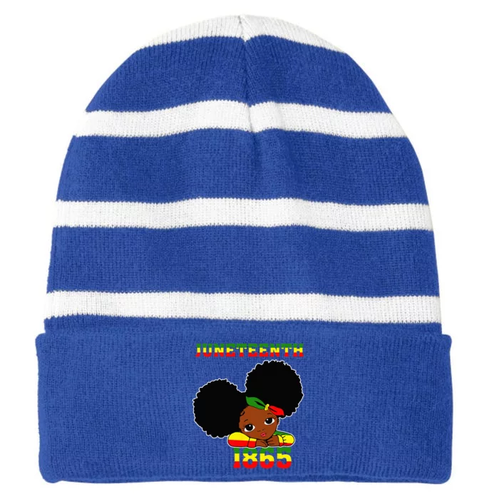 Remembering My Ancestors Juneteenth Celebrate Black Women Striped Beanie with Solid Band