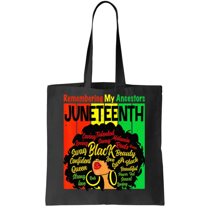 Remembering My Ancestors Juneteenth Natural Hair Black Tote Bag