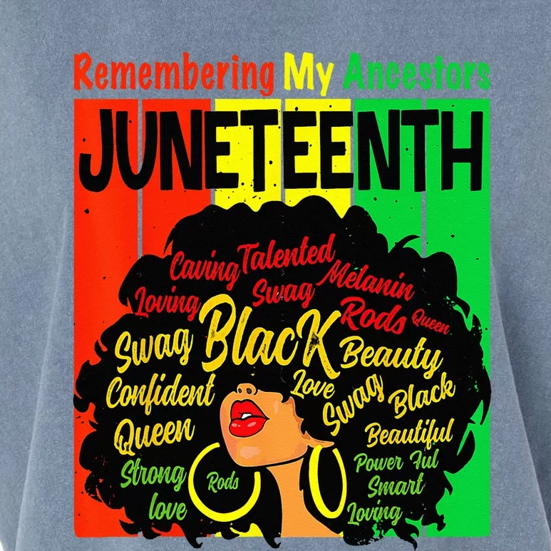 Remembering My Ancestors Juneteenth Natural Hair Black Garment-Dyed Women's Muscle Tee